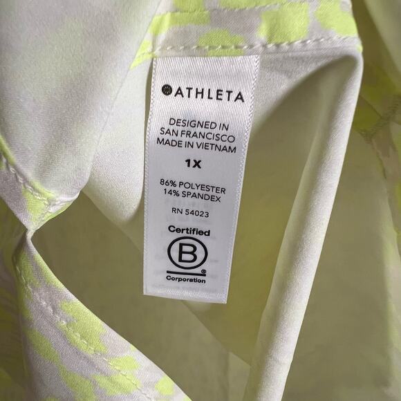 Athleta Zephyr Print Tank Top in Neon Yellow Leopard Print Plus Size 1X - Picture 7 of 8